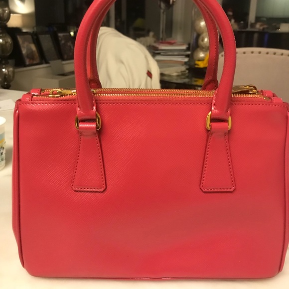 Prada saffiano leather mini double zip - Peonia - Picture 3 of 8